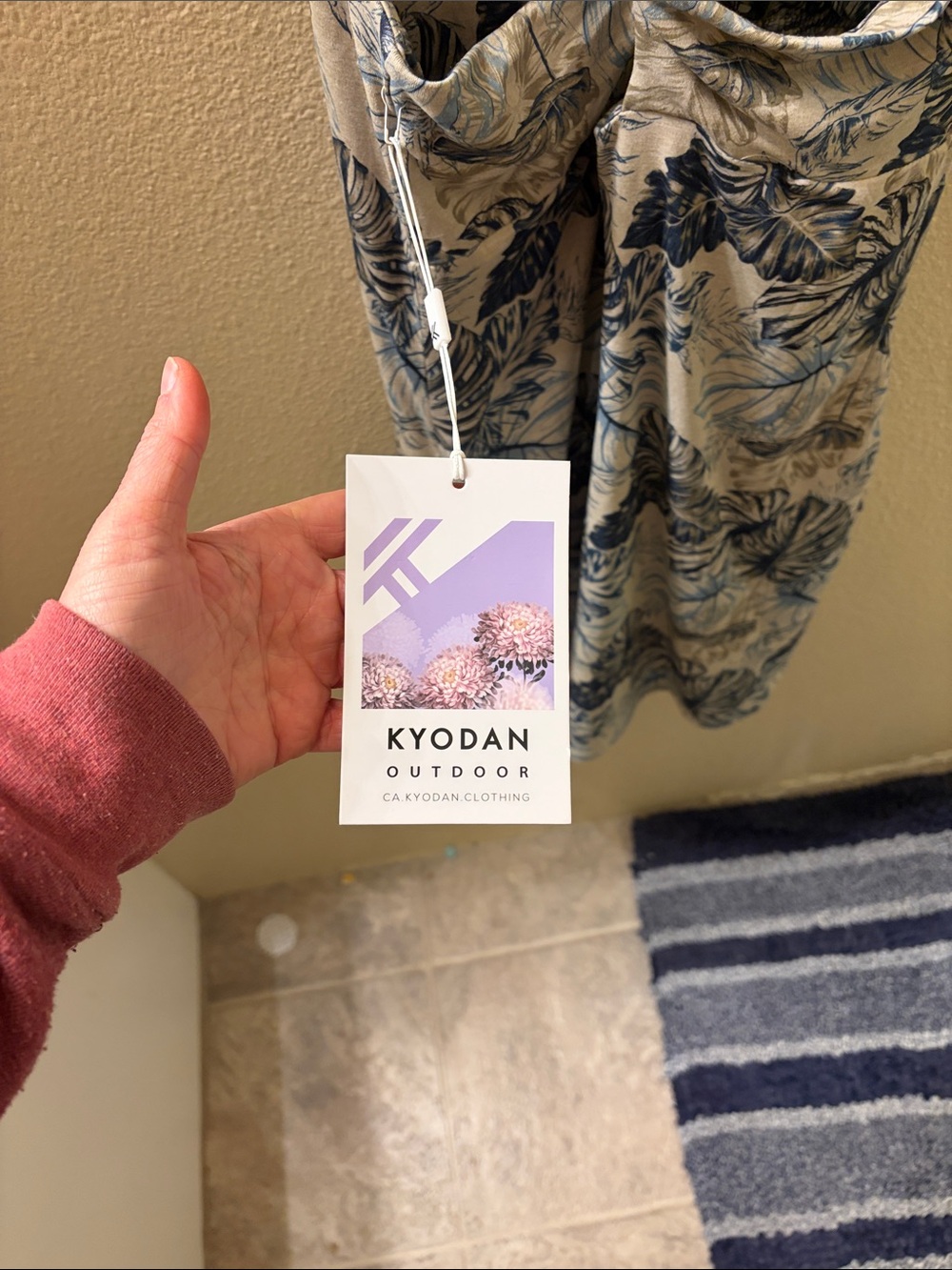 Kyodan Blue and White Tropical Print Tank Dress - Picture 3 of 4